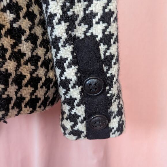 Giacca Houndstooth Wool Blend Coat Black and White Size Medium - Picture 16 of 16